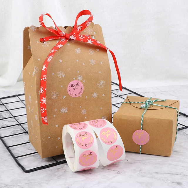Thank You Stickers Gold Foil Seal Labels 500pc 1 inch Pink Favors StickerH`LN