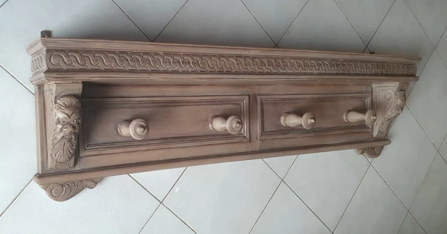 Attaccapanni Legno Cappelliera Legno Antico Appendiabiti Legno 138,5 X 40 X 19