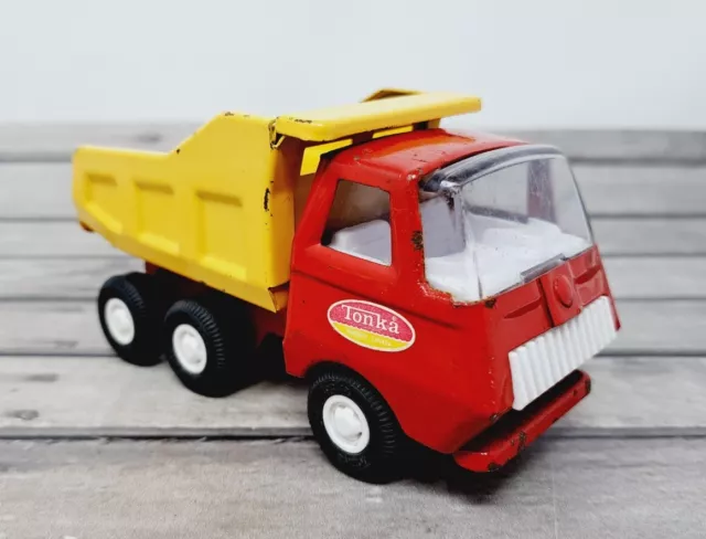VTG Tonka Mini Dump Truck Pressed Steel Yellow and Red 55040 Tipper