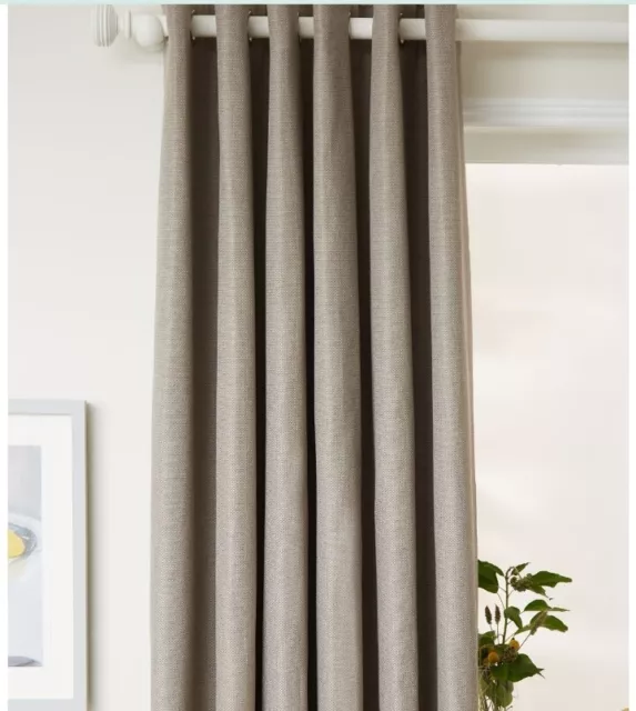 New.john Lewis Basket Weave Eyelet Curtains.mocha.66"X 54". 167 X 137Cm.blackout