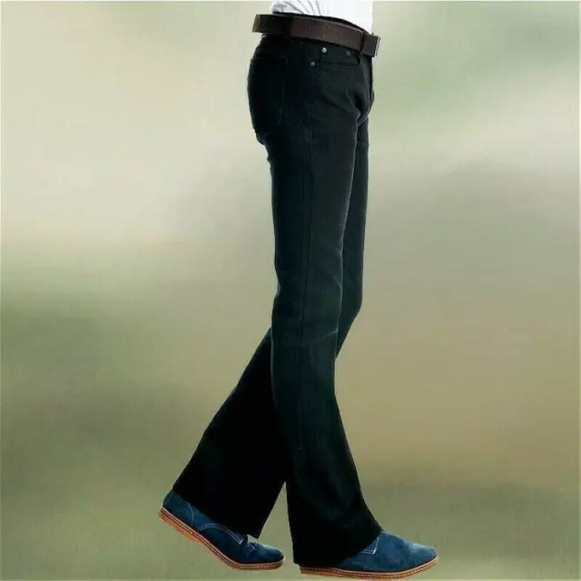 Men Bell Bottom Stripe Flare Pants Bootcut 60s 70s Formal Work Casual  Trousers