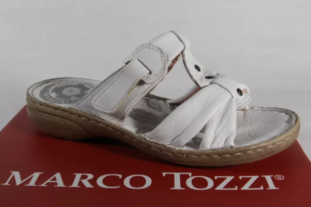 Marco Tozzi Mules Femmes Sandales Cuir Véritable Blanc Neuf