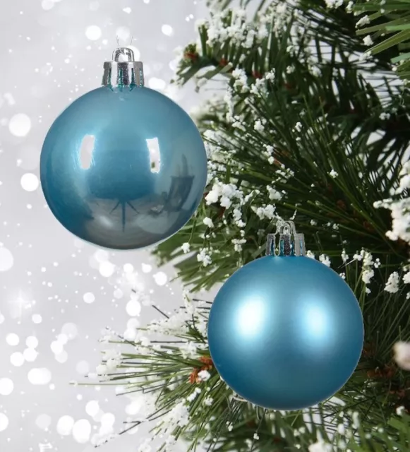 12 Sugar Blue Baubles Shatterproof Christmas Tree Hanging Decorations 6cm