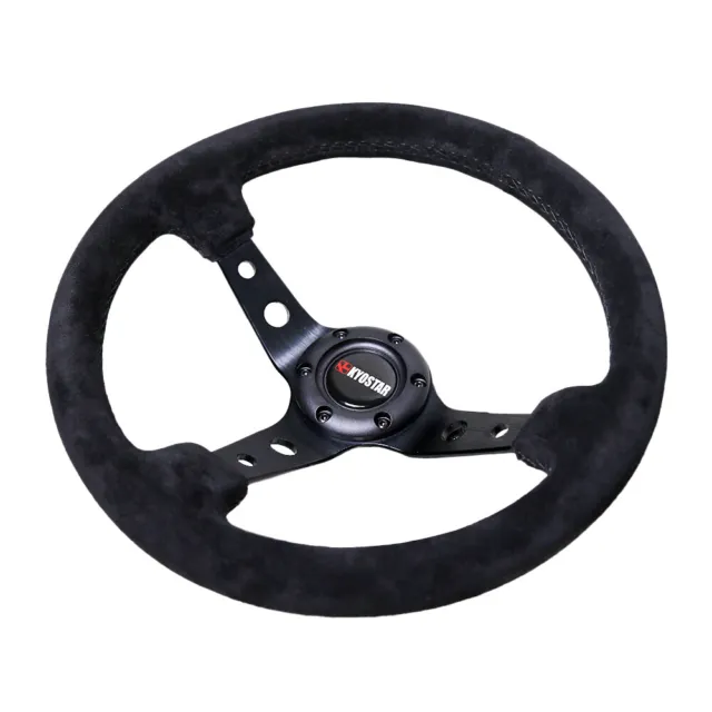 Suede 14" Racing Car Sport Lenkrad Deep Dish 350mm 6 Bolzen Modified Zubehör BK