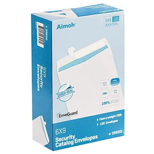 100 6 x 9 Self-Seal Security White Catalog Envelopes - 28lb 100 Count Security