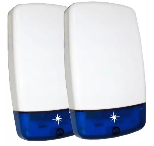 CONFEZIONE DOPPIA di Decoy Manichino Campana Allarme Furto con Batteria LED Lampeggiante