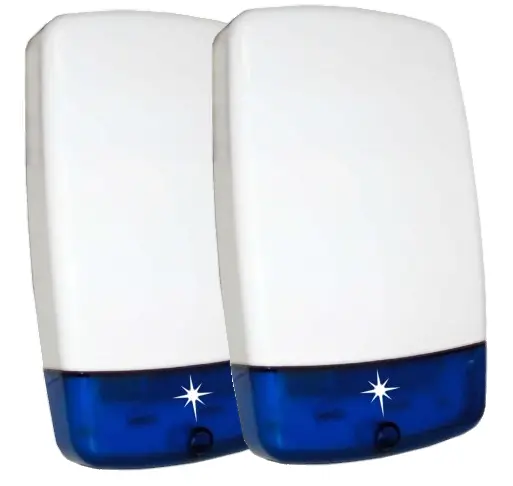 PAQUETE DOBLE de señuelo ficticio alarma antirrobo caja de campana con batería LED intermitente