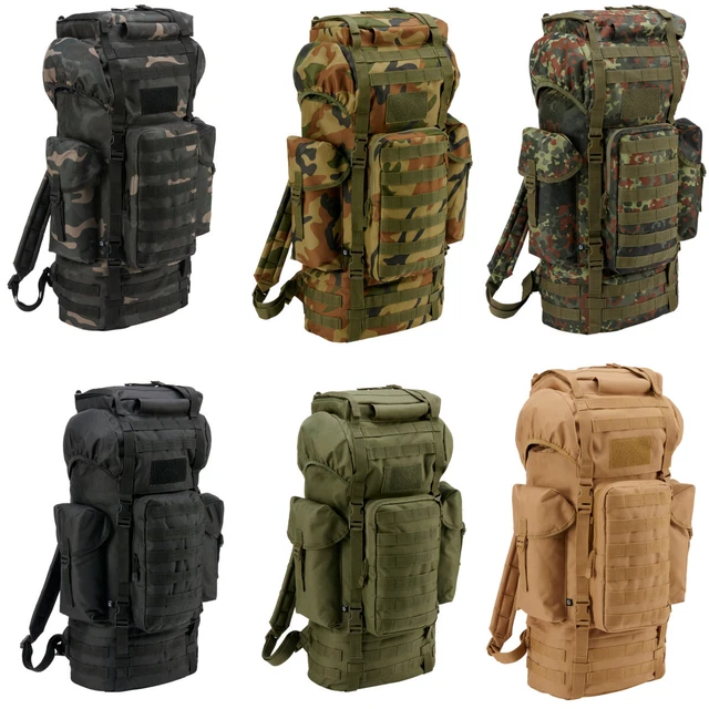 thumbnail interactive-video image 1 of Brandit Army Combat Backpack – 65L Tactical Hunting Military Pack, German Flecktarn 1 of 2