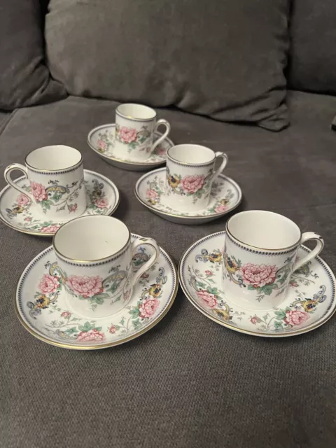 Crown Staffordshire - Chelsea Manor - 5 Coffee Cups And Saucers-Fine Bone China