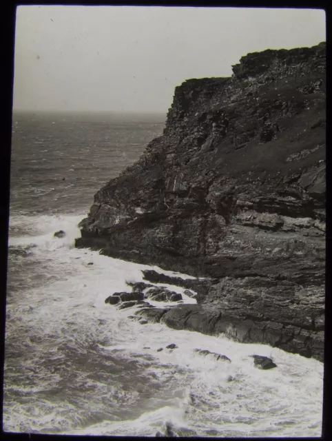 VIKTORIANISCHES Glas magische Laterne Rutsche ANSICHT AUF TINTAGEL NR. 10 C1890 FOTO CORNWALL