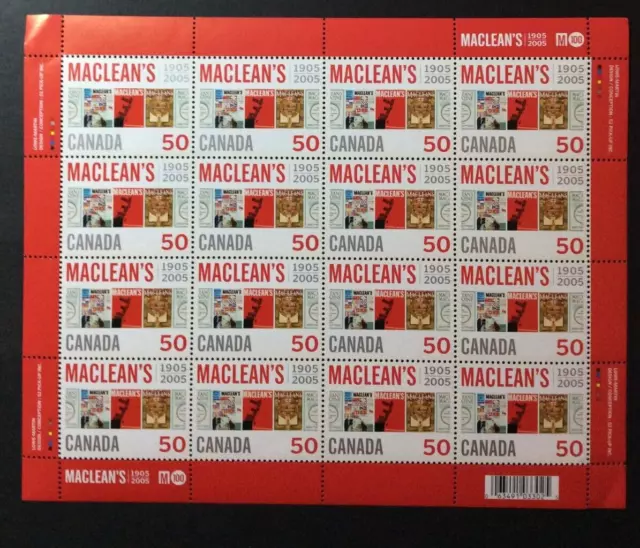 BroadviewStamps Canada #2104 full pane of 16.  MNH F.  Some light creases.