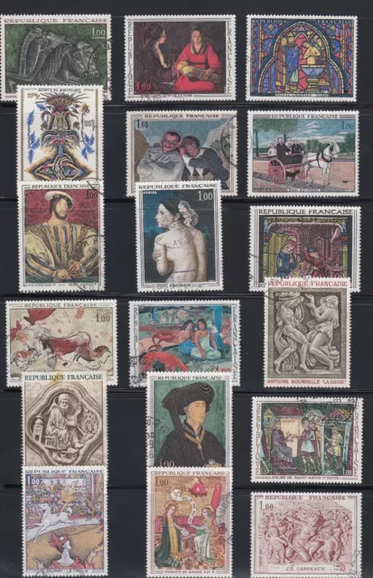 France 1 lot de 18 timbres oblitérés, Série artistique 1966/1970 (N71)