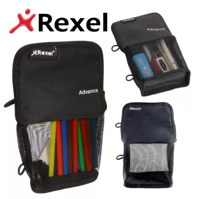 REXEL Clear Pencil Case Pouch Bag - Ring Binder Organiser Girls Boys Black