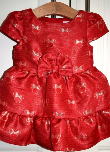 Disney Baby at Disney Store Red & Gold Minnie Mouse BABY DRESS 6-9 Months