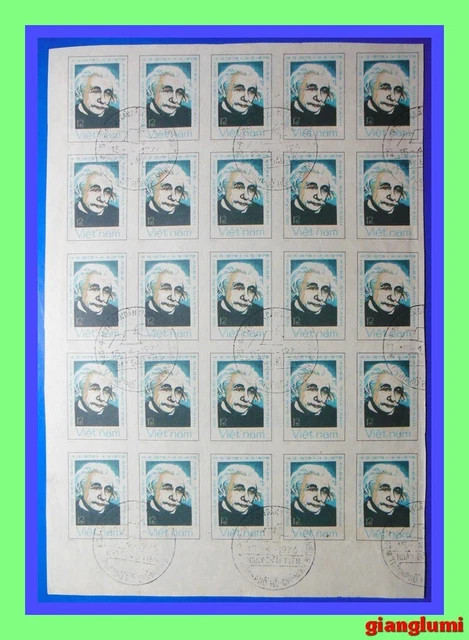 Vietnam Imperf Portrait of Albert Einstein Sheet 25 CTO