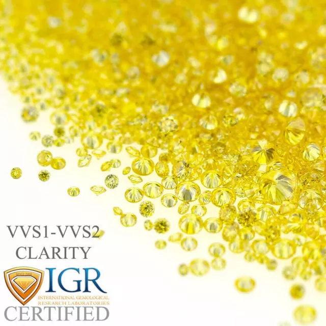 CERTIFIÉ Round Fancy Yellow Color VVS 100% Lot de gros de diamants naturels...