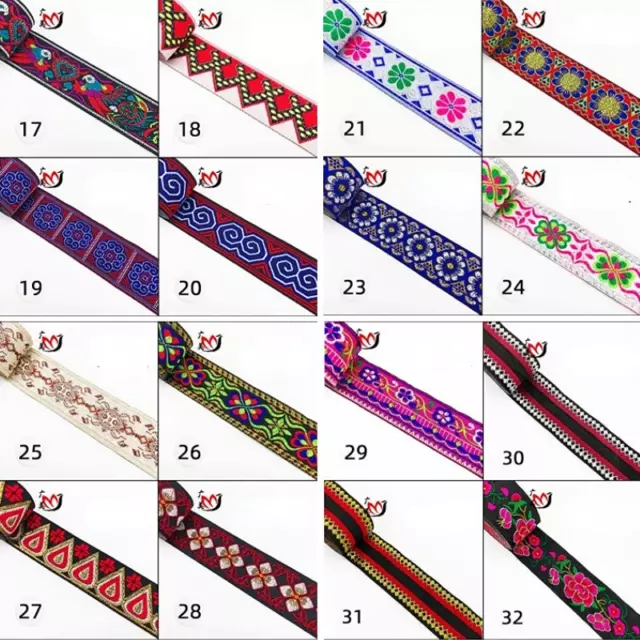 7M Embroidery Jacquard Floral Ribbon Webbing Trim DIY Clothes Craft Sewing 3.3cm
