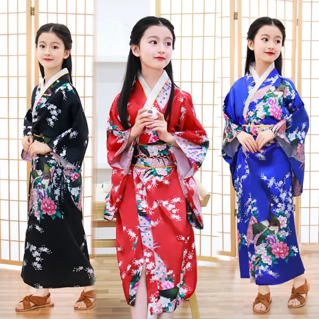 Girl Summer Kimono Robes Chinese Traditional Ice Silk Wafuku Plus Size Sleepwear