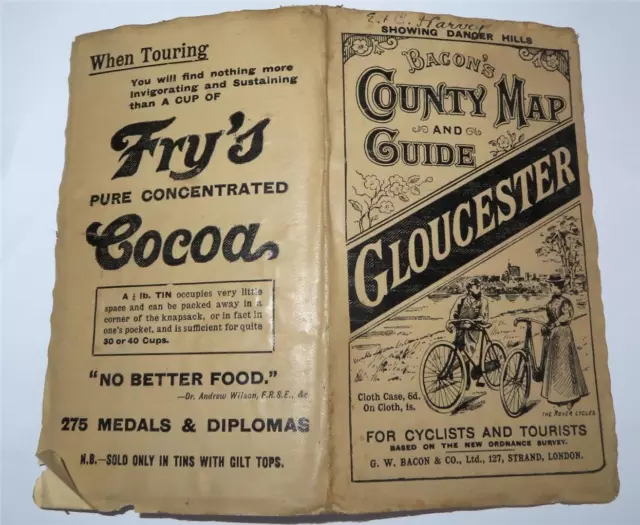 Bacons County Map Gloucester For Cyclists & Tourists  c 1910      11