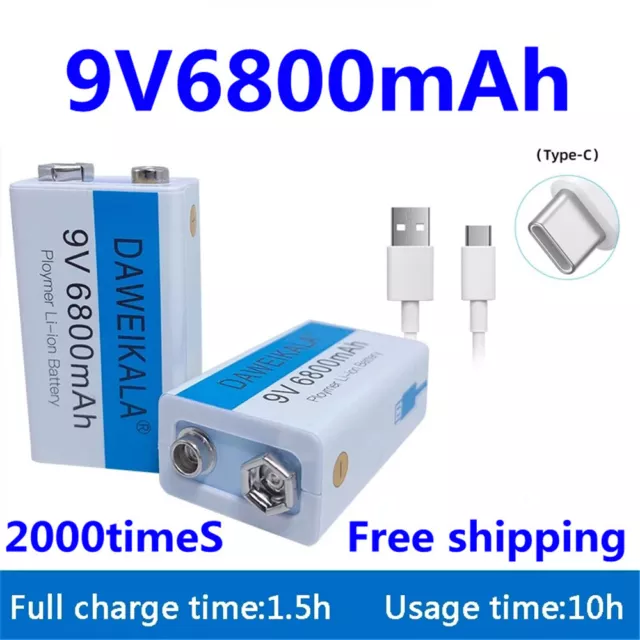 9v Micro Us Batterie+USB Ladekabel Set Lot 1-10x 6800mah Li-ion Wiederaufladbar