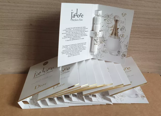 J'adôre Parfum D'eau  Lot 10 Échantillons Eau De Parfum Sans Alcool Tous Neufs