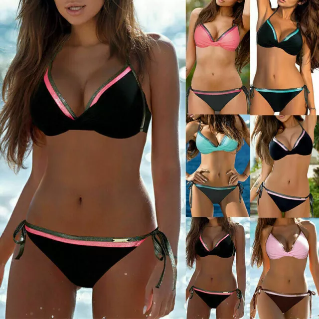 Ladies Push Up Bra Bikini Set Swimsuit Padded Swimwear Bathing Suit Summer Beach