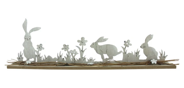 Salvare Set 2x Decorazione Pasquale " Prato ", Coniglietto di Bianco Calcinate, 2