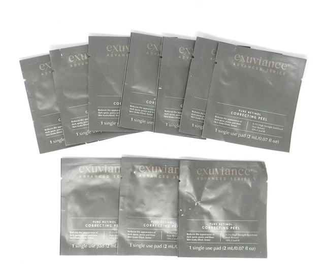 Almohadillas de exfoliación facial correctoras de retinol puro Exuviance serie avanzada suministro de 10 semanas