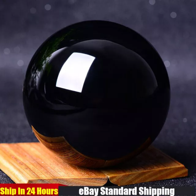 100mm Large Natural Black Obsidian Gemstone Ball Quartz Crystal Sphere Healing