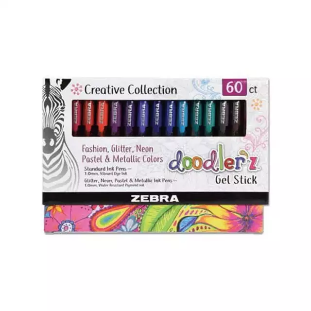 Doodlerz Gel Stick Pens, Bold Point 1.0mm, Assorted Colors, 60-Count