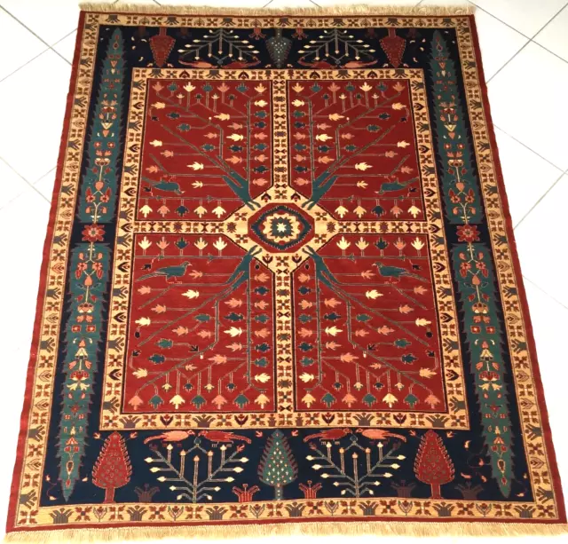 Teppich Afghan Turkmen Sumach Kelim Handgewebt Rug Carpet Tapis Alfombra Red