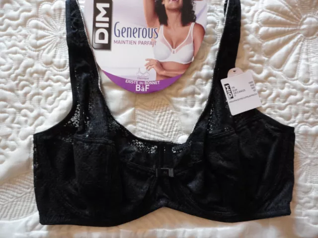 Soutien Gorge Dim *Neuf* Generous Edition Limitee Dentelle Carreaux Noir T 100 D