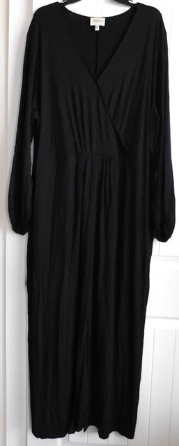 Haute Hippie Tribe Maya V-Neck Maxi Dress Solid Black Women’s Size 3X A370010