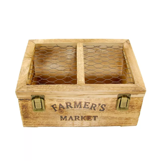 Farmer's Market Mini Wooden Cold Frame Display Box Container w/ Chicken Wire Lid