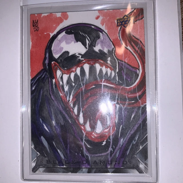 Marvel Black Diamond Venom (1/1) KUROBHIE Sketch Card Upper Deck Hand-Drawn