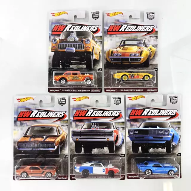 Hot Wheels Premium HW REDLINERS Car Culture FULL SET OF 5 Complete Real Riders