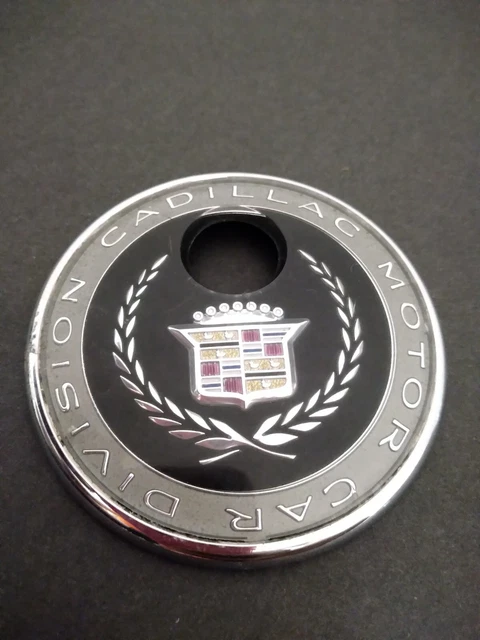 Cadillac Deville Trunk Lock Bezel Emblem - Black Round 1991-2002 - OEM 3536690
