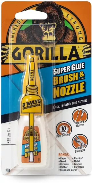 Gorilla Colle 2 in 1 Brosse & Bec Super Gel Transparent 12g Précision 2 Voie