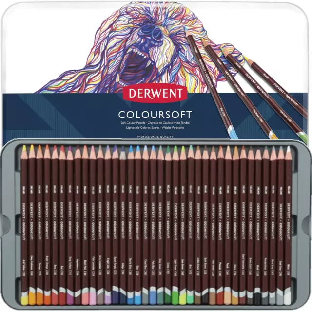 NEW Derwent Coloursoft Colour Pencils Assorted Tin 36 Professional Colouring