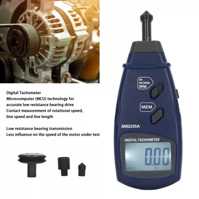 Digital Tachometer RPM Meter Contact Tester 0.5~19999RPM Motor Speed Gauge
