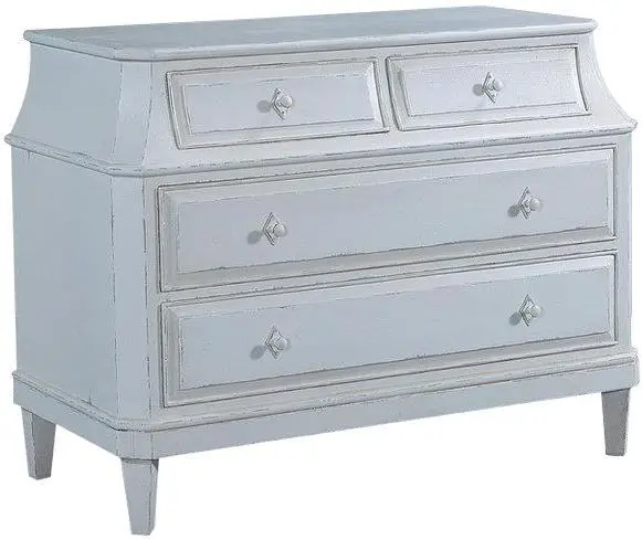 Chest of Drawers Rosalind Antiqued White Solid Wood Four Drawers Curved Top