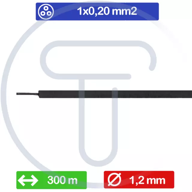 Câble unipolaire 1x0.20mm2 AWG24 écheveau 300 mètres cuivre étamé PVC noir 1.2mm