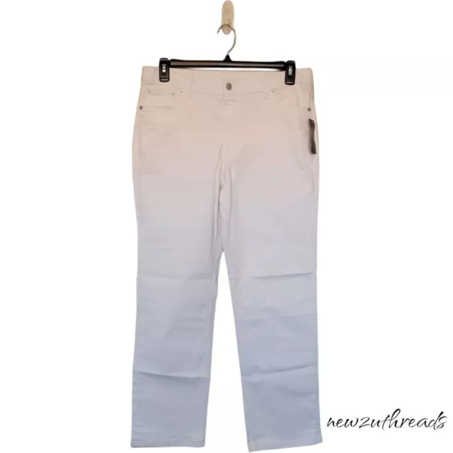 Denim & Co. Coolmax All Season Reg Straight Leg Jean Size 14 White A575171 NEW