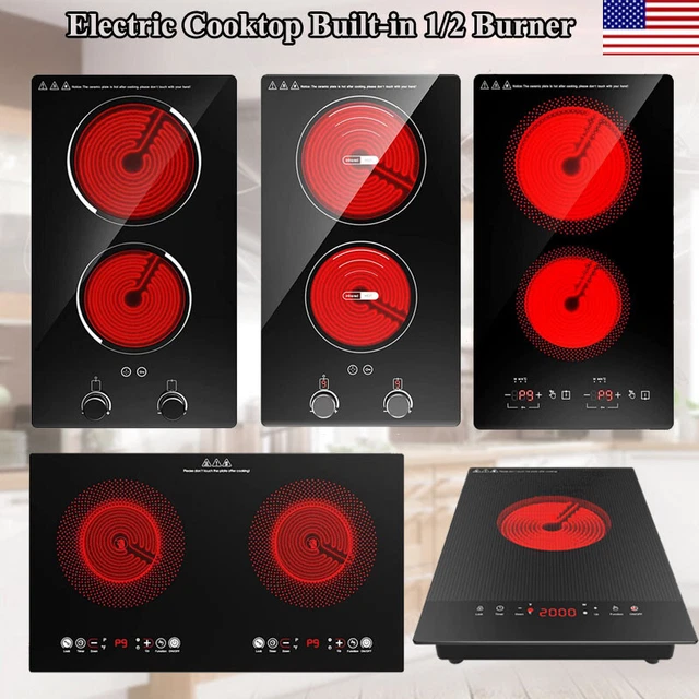 ELECTRIC COOKTOP BUILTIN 1/2 Burner Electric Stove Top Hot Plate Timer