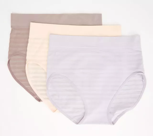 Breezies 3-Pack Seamless Shadow Stripe Brief- BUFF , LARGE A561733