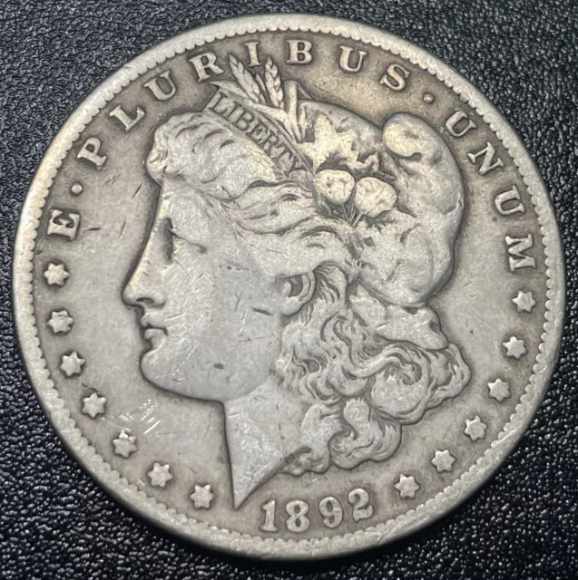 1892 CC Morgan Silver Dollar $1 Carson City Coin Fine Details Semi-Key Date