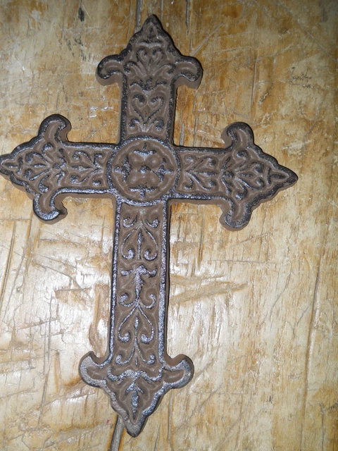 Cast Iron VICTORIAN STYLE Wall Cross Rustic Ranch Decorative Finish Home Decor