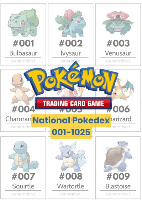 COMPLETE POKDEX BINDER Placeholder 1-1025 TCG Size 9.99 - PicClick UK