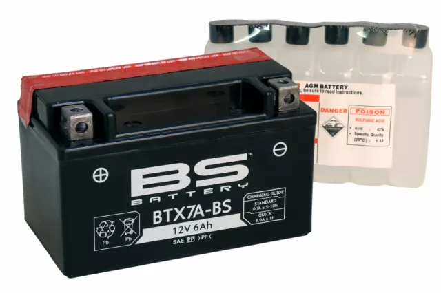 Bateria Moto BS-BATTERY BTX7A-BS = YTX7A-BS = FTX7A-BS = GTX7A-BS Activada