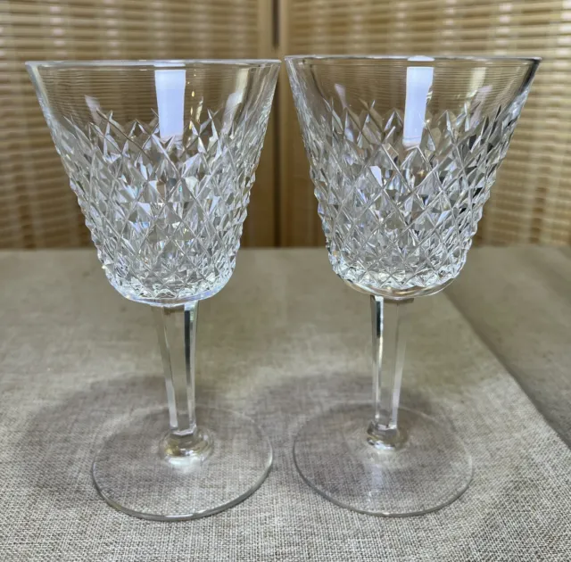 Waterford Crystal ALANA Water Wine Glasses Goblets 5 7/8" BEAUTIFUL Set of 2
